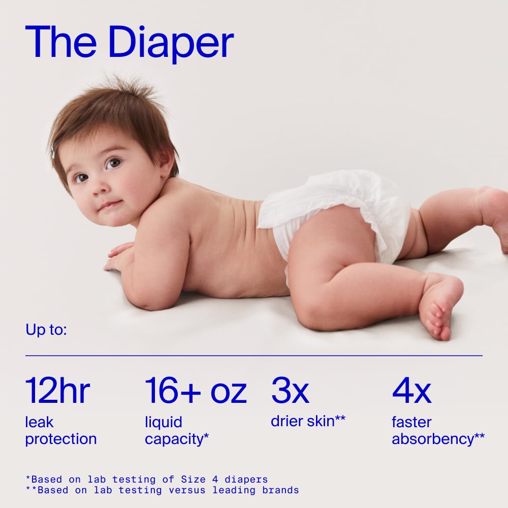 Coterie Baby Diapers + Wipes Baby Kit, Size Nb (186 Count) + 12 Wipe Packs (672 Wipes) Made With Plant Derived Fibers, Hypoaller