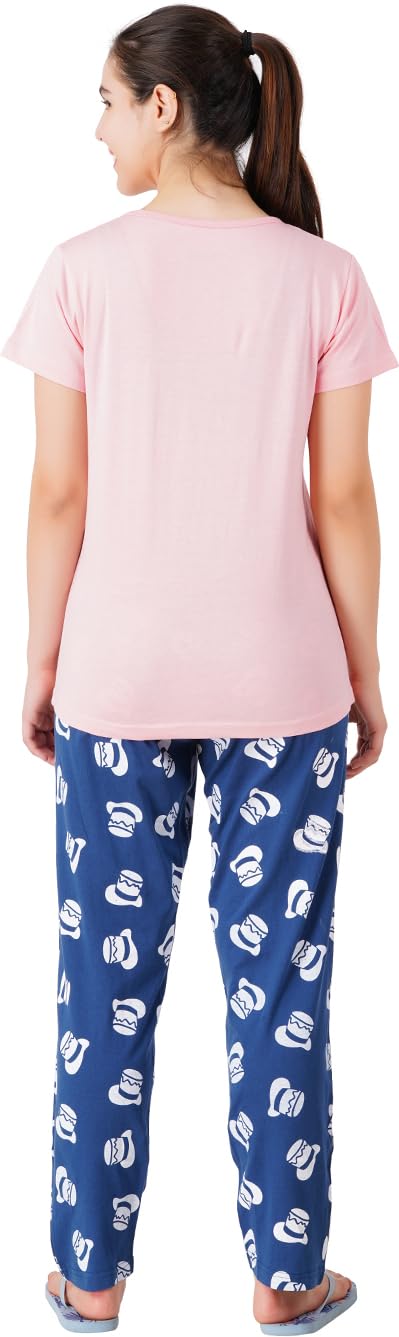 SEVNIX Pure Cotton Casual Printed and Checkered Sleepsuit for Girls (Pink, 89 Years)