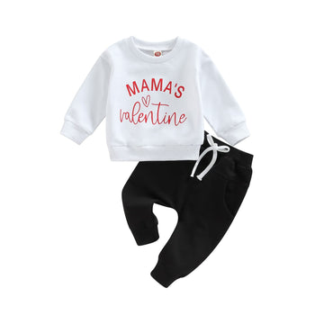 Sasaerucure My 1St Valentine  'S Day Outfits Infant Toddler Boy Long Sleeve Shirts Letter Sweatshirt Heart Pants 2Pcs Clothes Se