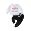 Yokjzjd Infant Toddler Baby Boy Valentines Day Outfits Letter Pullover Sweatshirt Long Sleeve T-Shirt Top Pants Fall Clothes Set