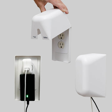 Qdos Safety Large Outlet Cover Box For Baby Proofing Outlets | Secure Hidden Lock | Oversized Interior For Bulky Plugs, Charging