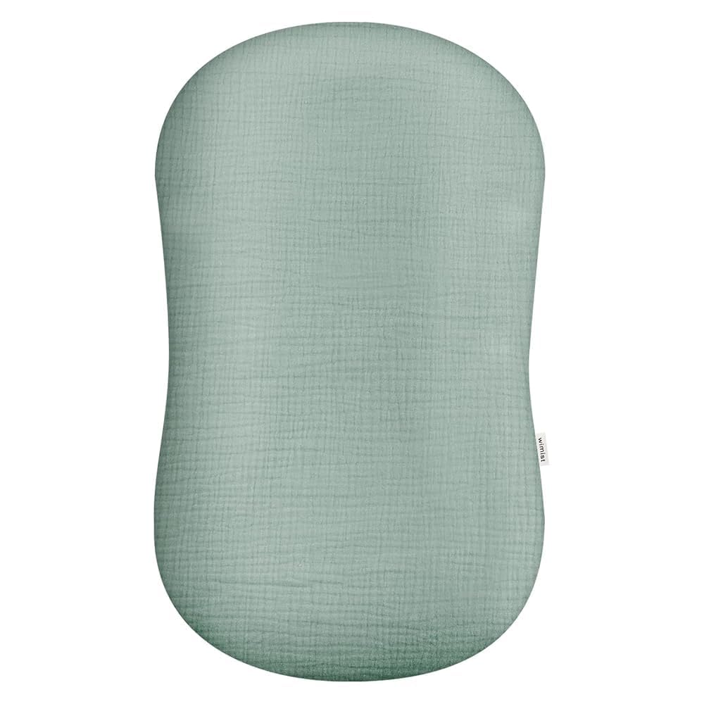 Muslin Baby Lounger Cover, Soft Breathable Newborn Lounger Pillow Cover For Boys Girls Infant (Sage)