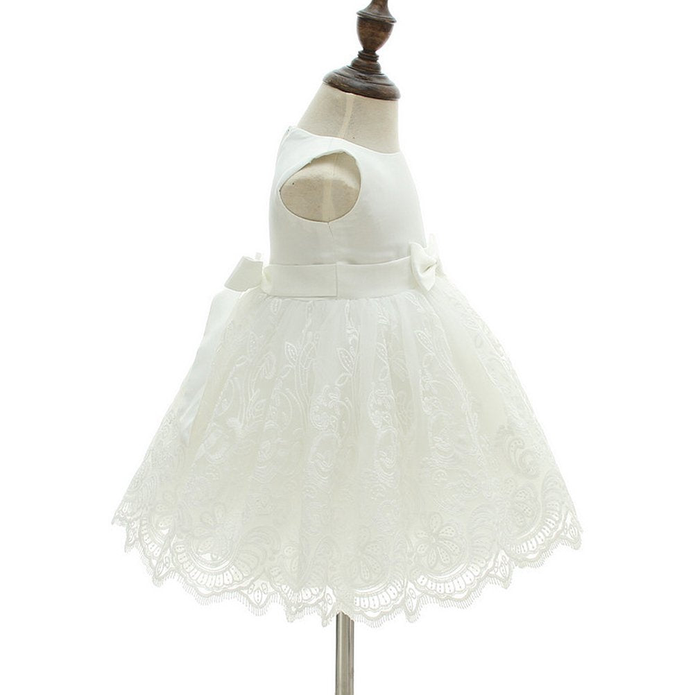 Moon Kitty Baby Girls Embroideries Baptism Dresses Christening Special Occasions Gown For Baby Girl White 12M(10-14Months)