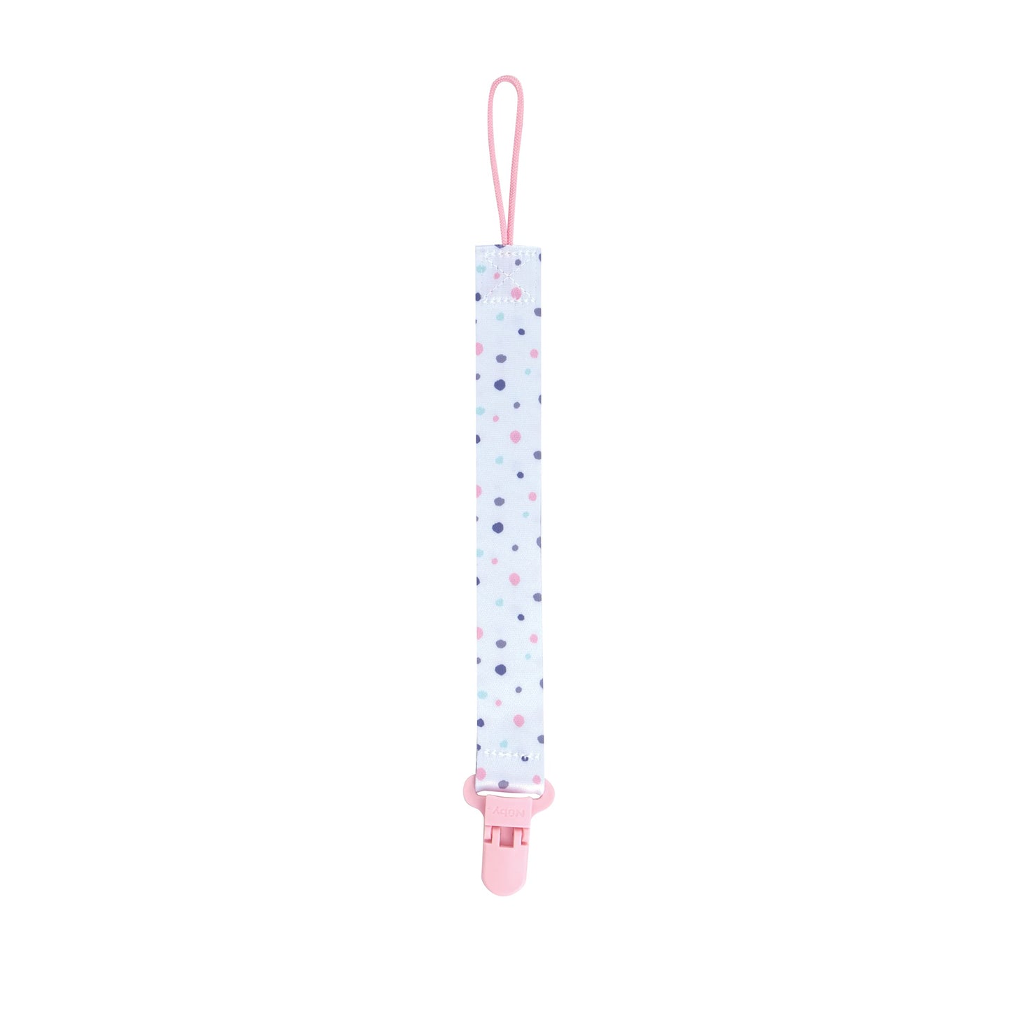 Nuby Pacifinder Baby Pacifier Clip - (2-Pack) - Pacifier Holder Clip With Convenient Hook Loop - Flowers And Polka Dots