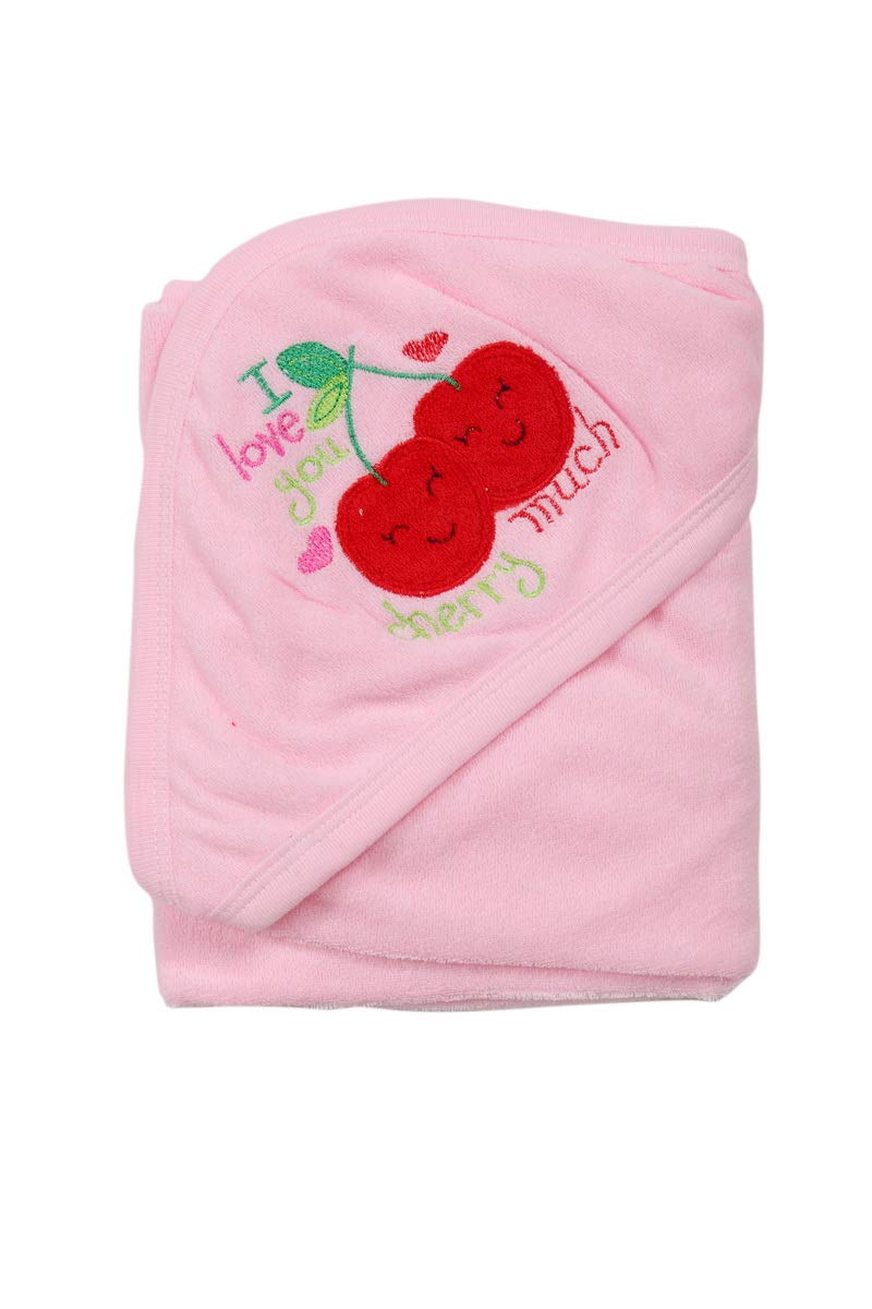 Dazzle export quality cotton hooded baby girl bath towel/bath gown for new born to 1 year Pink
