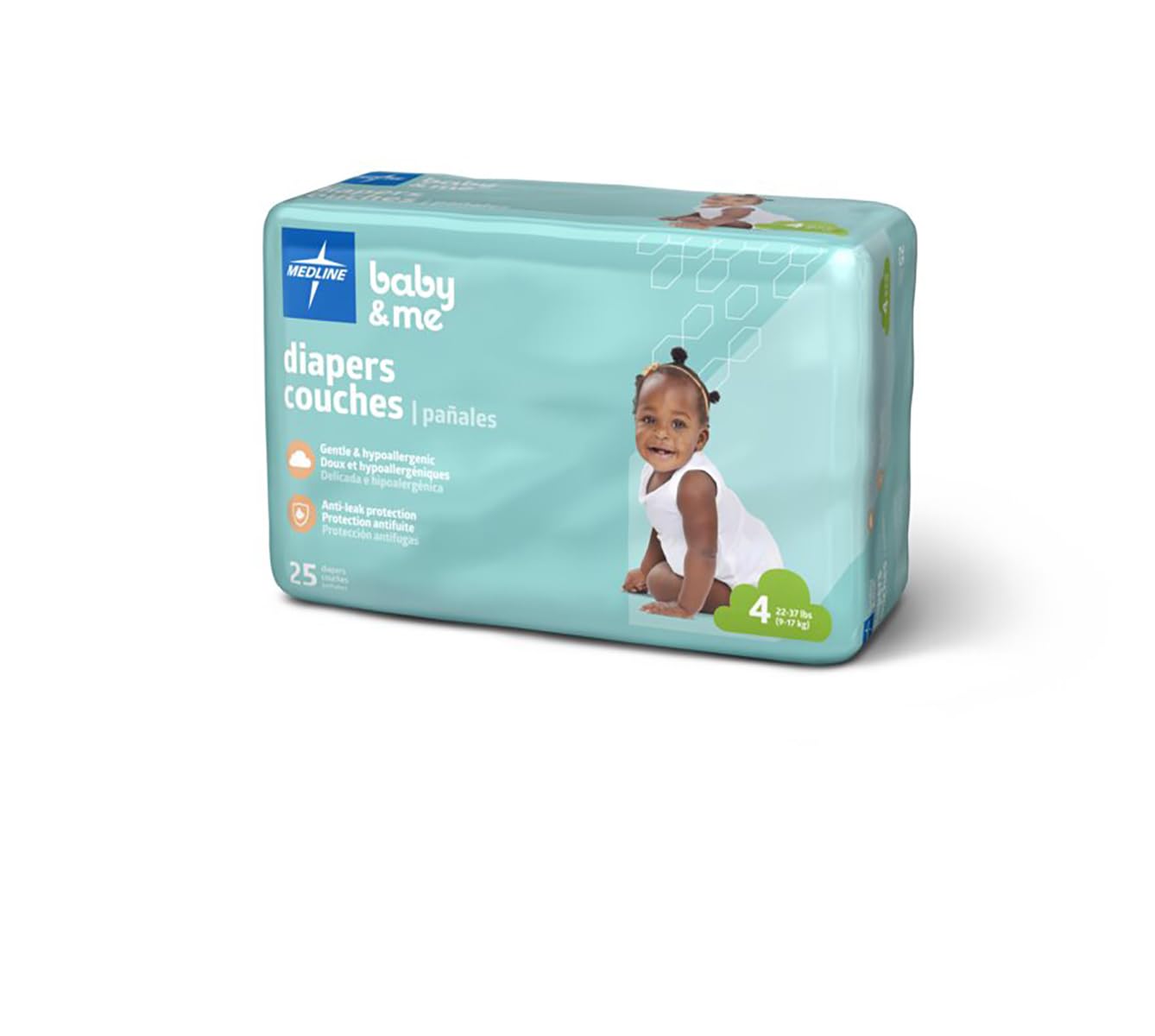 Medline Disposable Baby Diapers, Size 4 (22-37 Lbs), Case Of 200