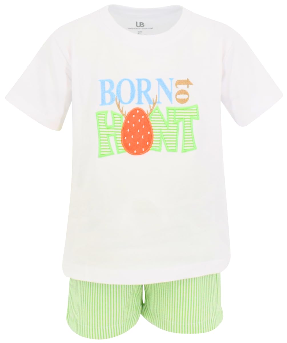 Unique Baby Boys Born To Hunt Easter Eggs Outfit (7, Green)