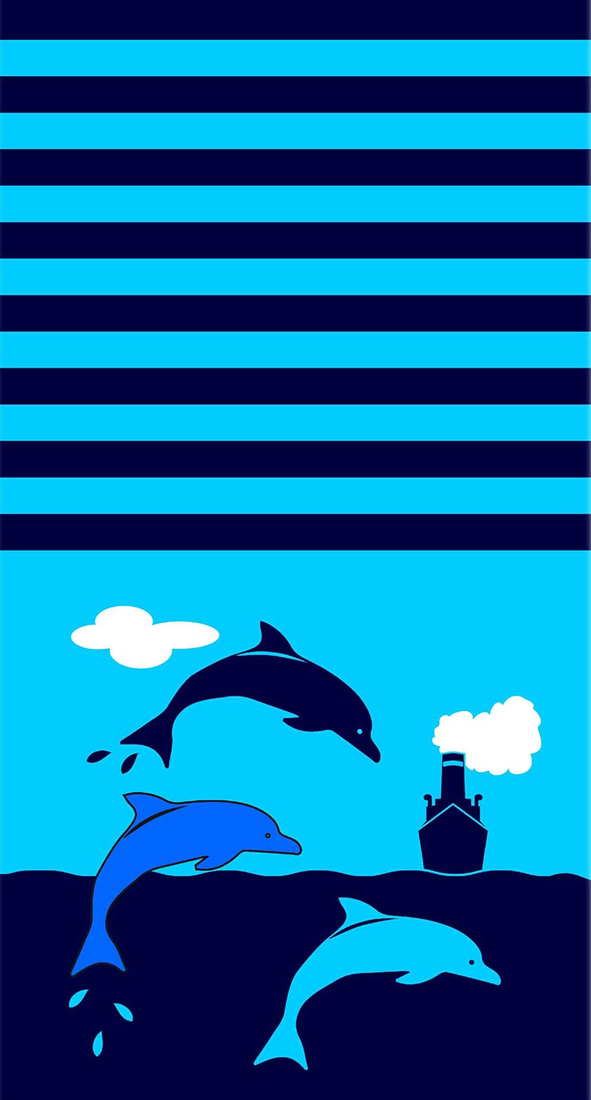 Yifontin Dolphin Beach Towel For Adults, Velour Terry Blanket Throw Extra Large Xl 100% Cotton 34X63 Inches For Bath Swim Campin