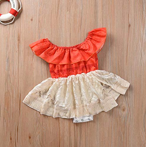 Baby Girl Moana Fancy Dress Romper Sister Matching Ruffle Lace Outfits Costume (12-18 Months, Romper)