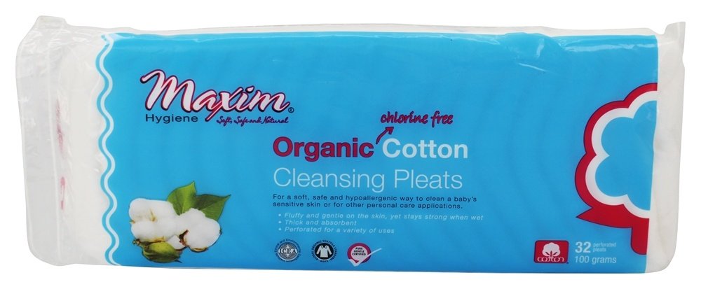 Maxim Hygiene Organic Chlorine Free Cotton Cleansing Pleats, 32 Ea, 32Count – Cu