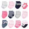 Luvable Friends Unisex Baby Newborn And Baby Terry Socks, Pink Scroll, 6-12 Months