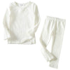 Kisbini Toddler Girls Boys Pajamas Basic Solid Color Cotton Sleepwear Soft Long Sleeve Pjs 2Pcs Set White
