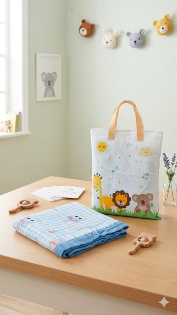 Babyholic Baby Blanket, Pink, Hot Air Balloon Print, Soft Muslin, Newborn Crib Blanket (Blue)