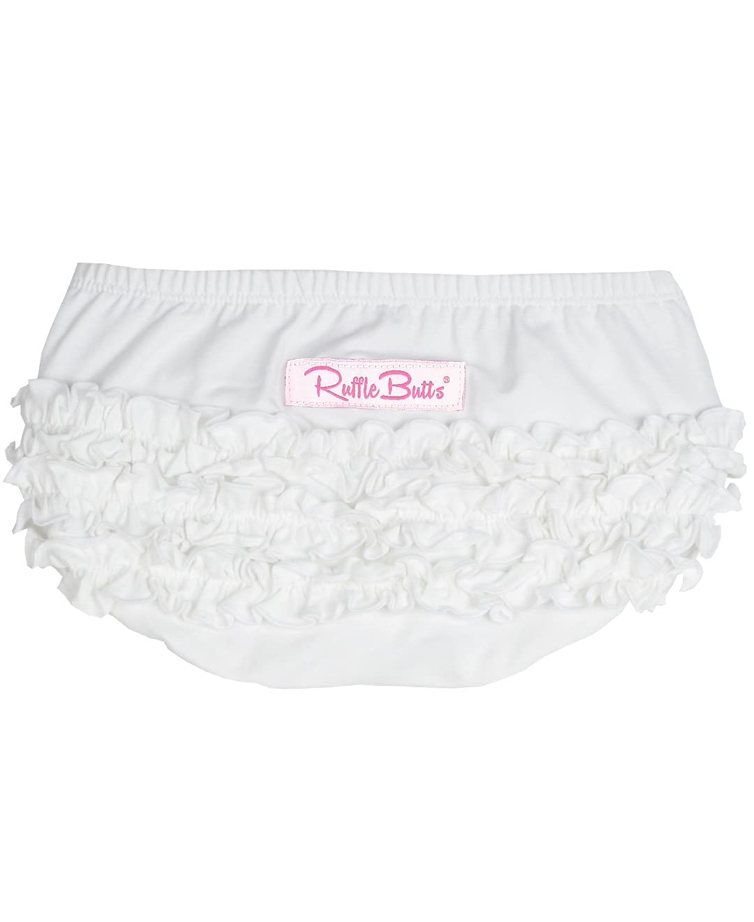 Rufflebutts Baby/Toddler Girls Toddler White Knit Cotton Ruffle Nappy Cover - 3-6M