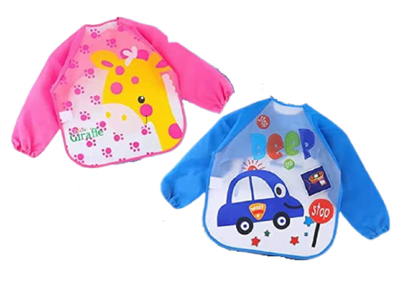 Babygo Long Sleeve Baby Bibs | Washable Waterproof Feeding Smock Apron For Infants & Toddlers (624M), Soft, Reusable & EasyTo