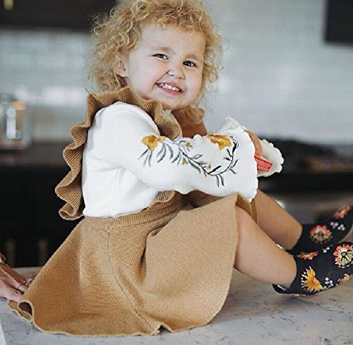 Zaxarra Toddler Kids Baby Girls Braces Tutu Skirt Dress Outfit Clothes (Brown, 4-5 T)