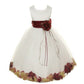 Dempsey Marie Communion Flower Girl Pageant Petal Dress: Ivory/Burgundy - Infant M [Apparel]