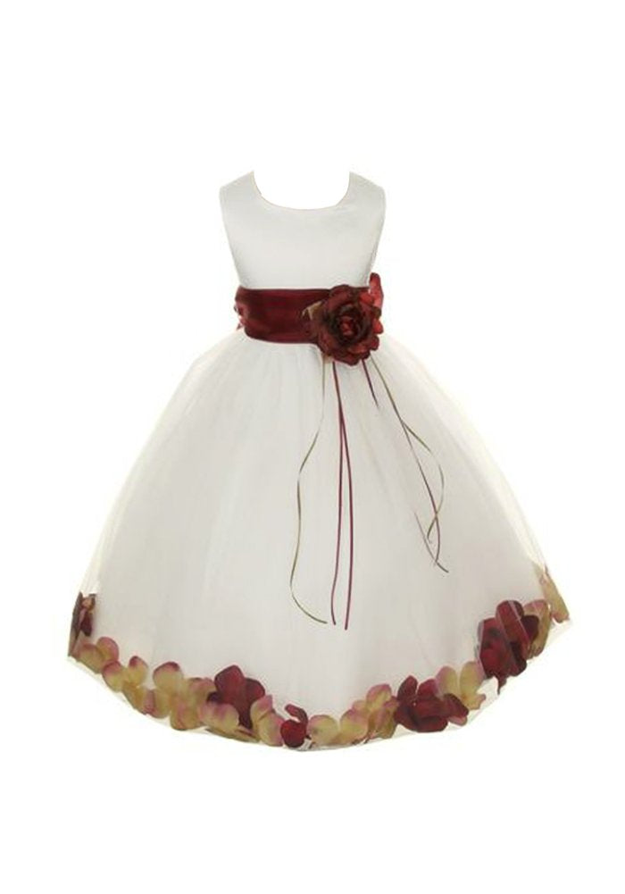 Dempsey Marie Communion Flower Girl Pageant Petal Dress: Ivory/Burgundy - Infant M [Apparel]