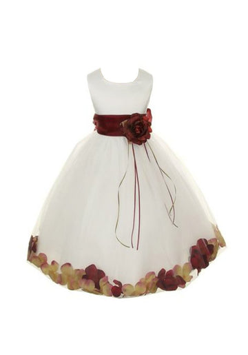 Dempsey Marie Communion Flower Girl Pageant Petal Dress: Ivory/Burgundy - Infant M [Apparel]
