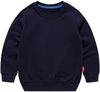 Unisex Kids Solid Cotton Thin Pullover Sweatshirt T-Shirt Toddler Baby Crewneck Long Sleeve Tshirts Tops Blouse Haxico Navy Blue