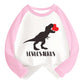 Aqylxlhh Toddler Boy Valentines Day Shirt Girls Heart Dinosaur Long Sleeve Raglan Kids Shirts For Valentines Pinktops 7T