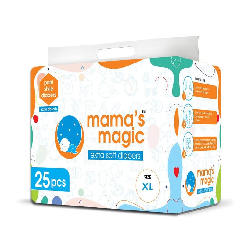 MamaS Magic | Baby Pant Diapers | Extra Soft  All Round Protection | Super Slim Elastic | Anti Bacterial  Absorbent Material 