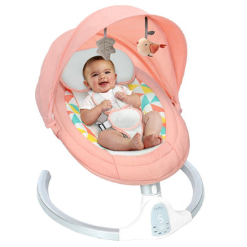 Bioby Electric Baby Swing for Infants, Portable Baby Swing for Newborn Boy Girls with 5 Swing Speeds, Bt Touch Screen/Remote Con