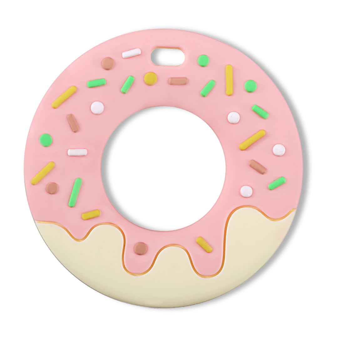Infantso Soft Silicone Teether For Baby Teething, Donut Teether Toy For 012 Months, Bpa Free Silicone Soothing Baby Teether | B