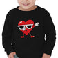 Dabbing Heart Love Dab Valentine'S Day Toddler Kids Long Sleeve T-Shirt 3T Black