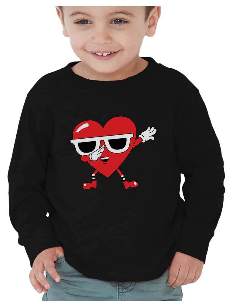 Dabbing Heart Love Dab Valentine'S Day Toddler Kids Long Sleeve T-Shirt 2T Black