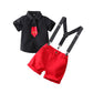 Gentleman Mouse 6Th 7Th Birthday Cake Smash Photo Props Outfit For Kids Boys Handsome Shirt Top Necktie Suspenders Shorts Pants