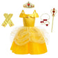 Dressy Daisy Little Girls' Princess Costume Fancy Dresses Up Halloween Party With Accessories Size 5-6 Gold