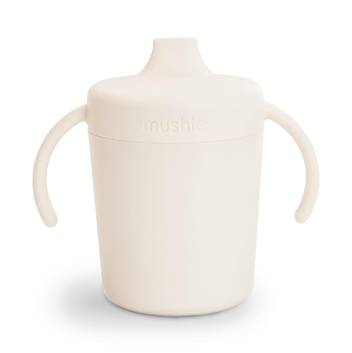 mushie Trainer Sippy Cup | Made in Denmark | Leak Resistant Twist-Off Lid & Handles | Plastic |6 Months + (Ivory)