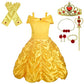 Dressy Daisy Girls Princess Yellow Gold Ball Gown Birthday Party Fancy Dress Up Halloween Costume with Accessories Size 6-6X