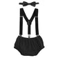 Baby Boys Cake Smash Clothes Diaper Suspenders Pants Bow Tie 3Pcs Set First 1St 2Nd Birthday Outfit For Photo Prop Party Black 3