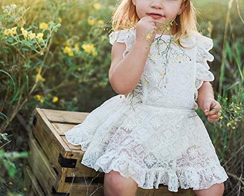 Baby Girl Lace Dress, Princess Dress Tulle White Party Wedding Summer Dress Clothes (White, 6-12Months)