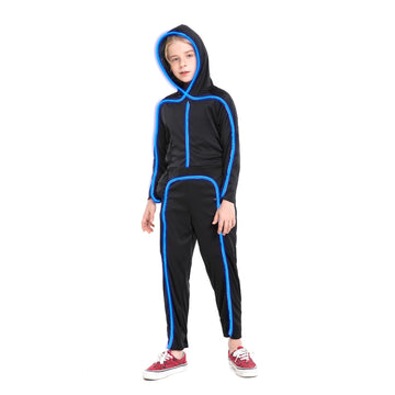 Hsctek Light Up Stick Figure Costume Kids, Led Stick Man Costumes Child Boys Girls, Halloween Glow In Dark Stickman Cosplay Todd