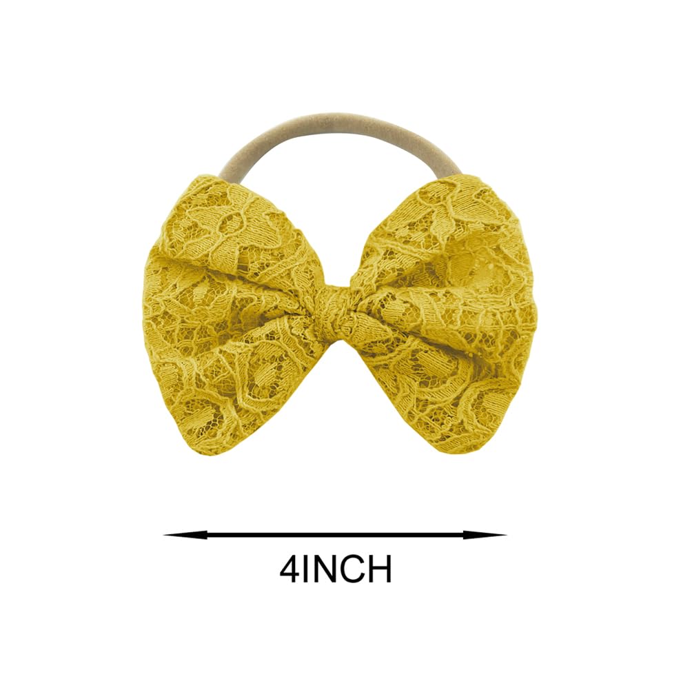 Bgfks Baby Girl Tutu Dress Elegant Lace Pom Pom Flutter Sleeve With Flower Headband Set(Mustard Yellow,6 Months)