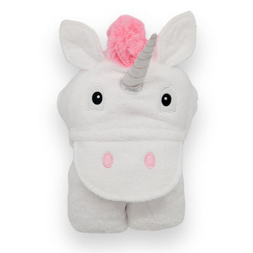 Yikes Twins Hooded Baby Towel For Kids 2-8 | Large 100% Cotton Baby Towel For Girls Or Boys In White | Cute Unicorn Bath Towels