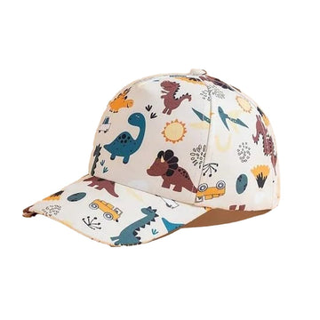 Evonest Kids Cap  Baby Dinosaurs Printed Cap For 35 Years, Sunshade Hat (White)