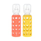 Lifefactory Glass Baby Bottles With Silicone Protection - 2-Pack, 9 Oz Bottles, Mango & Papaya