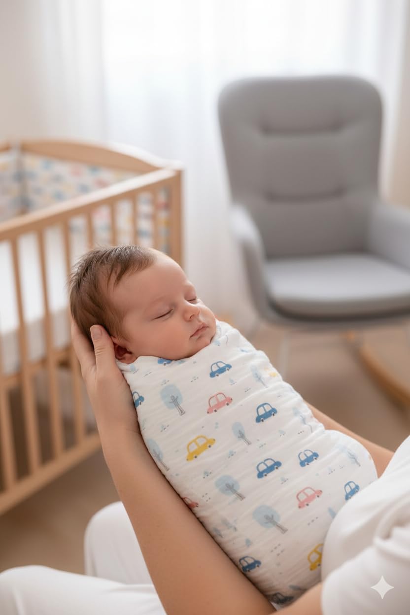 DEVAALISHA Enterprise Hug Swaddle for New Born Baby 100% Soft Cotton Muslin | Lightweight, Breathable Multipurpose Swaddlers Wra