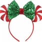 Clgift Minnie Ears, Christmas Red Peppermint Candy, Iridescent, Rainbow Sparkle, Sequin (Red, Costume Headwear, All Ages Or Unis