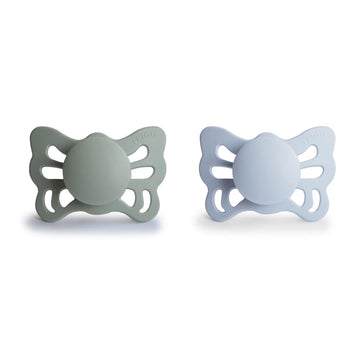 Frigg Butterfly Anatomical Silkysoft Silicone Baby Pacifier | Made In Denmark | Bpa-Free (Sage/Powder Blue, 0-6 Months)