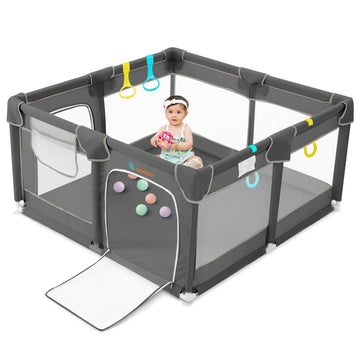 COMOMY Playpens for Babies and Toddlers, Small Baby Play Pens, Activity Center for Baby Safe and Non-Slip Baby Fence, Full Mesh 