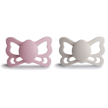 Frigg Butterfly Anatomical Silkysoft Silicone Baby Pacifier | Made In Denmark | Bpa-Free (Primrose/Silver Gray, 6-18 Months)