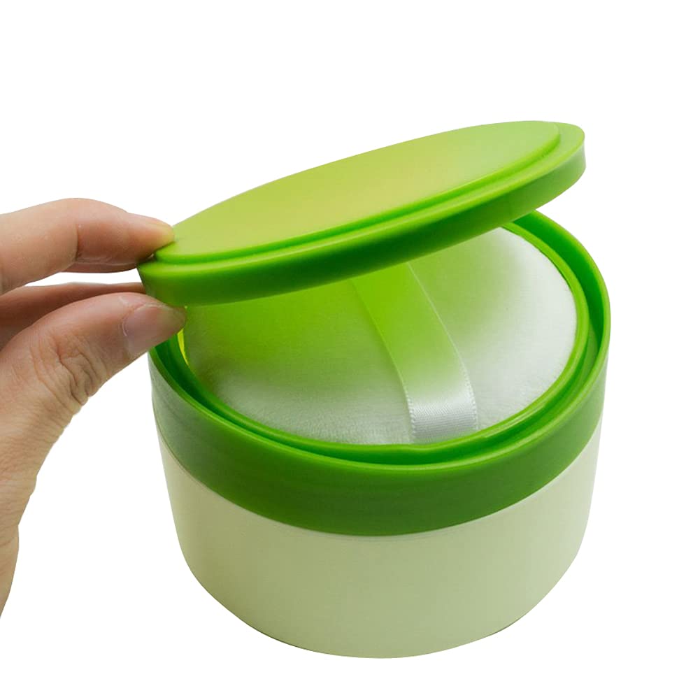 Green Plastic Empty Portable Baby Skin Care After-Bath Powder Puff Talcum Powder Case Container Dispensor Make-Up Loose Powder B