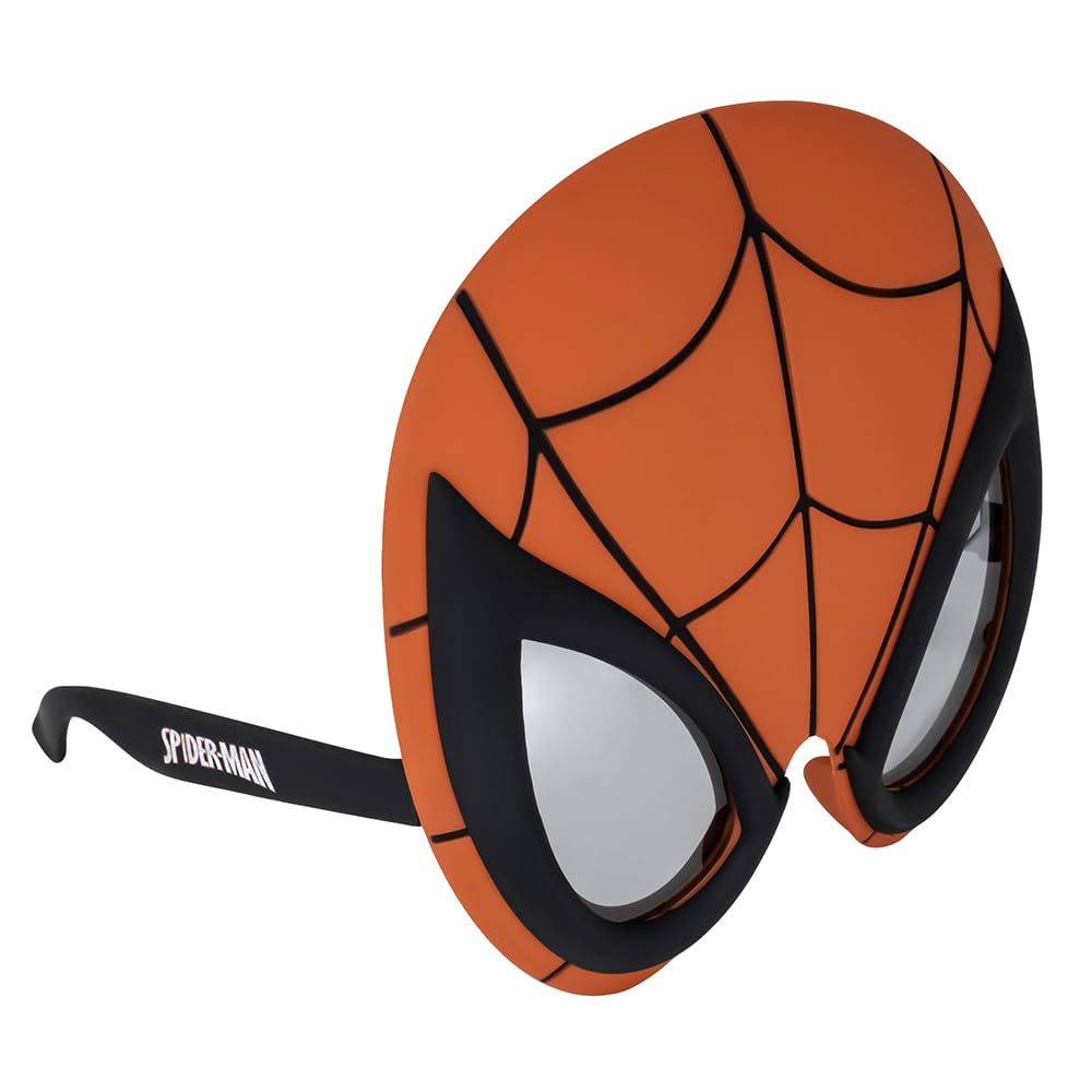 Sun-Staches Marvel Official Spider-Man Sunglasses | Full Mask Costume Accessory | One Size Fits Most