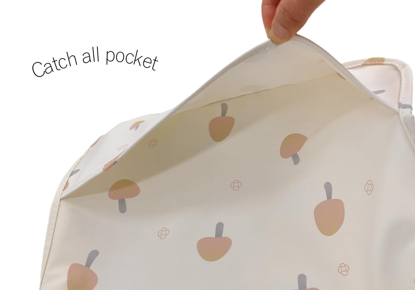 Gzmm Waterproof Baby Bibs,Infant Toddler Long Sleeve Feeding Bib With Food Catcher,Easy Clean & Washable(Mushroom)