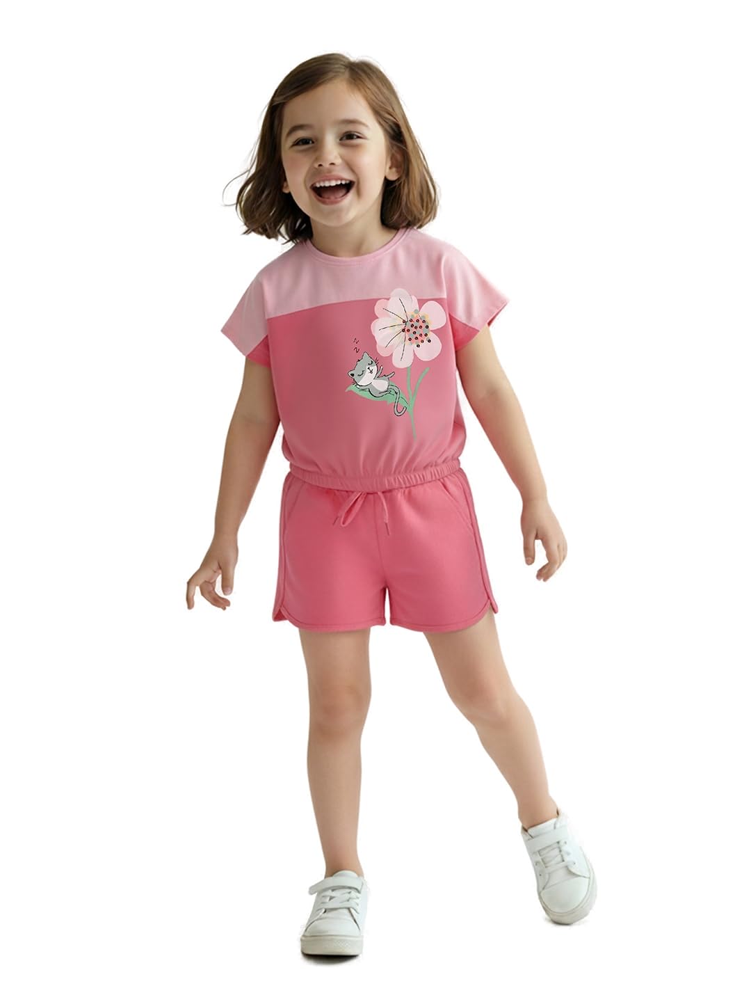 Max Girls Printed Sleepwear Shorts Set (S24CCT43BABY Pink)_23Y